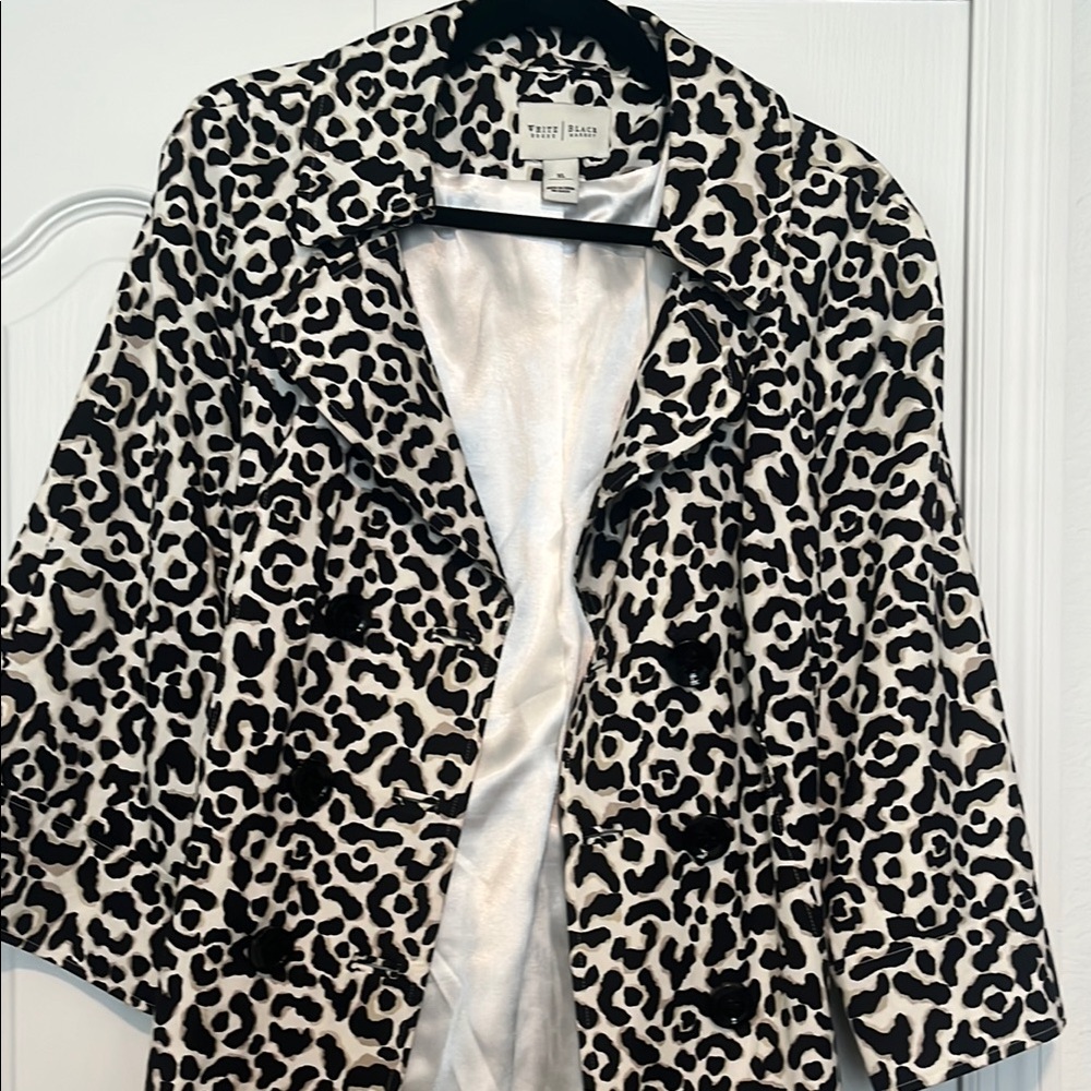 White House Black Market Black and White Trench Coat